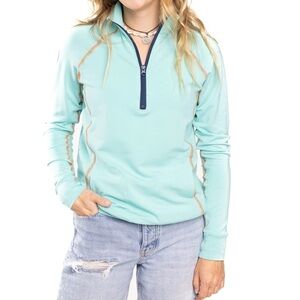 Wears Woody Versa Top 1/2 Zip Tahiti Size Large Superior Softness Thumb Holes